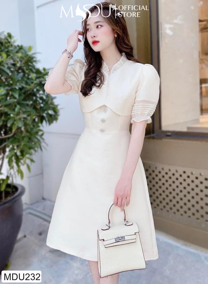Đầm tafta Nhật cao cấp vai bồng nhẹ MDU232 - GLADY DESIGN [kèm ảnh thật