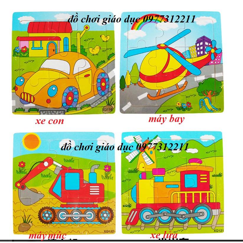 Set 8 tranh ghép hình phương tiện giao thông 9 miếng