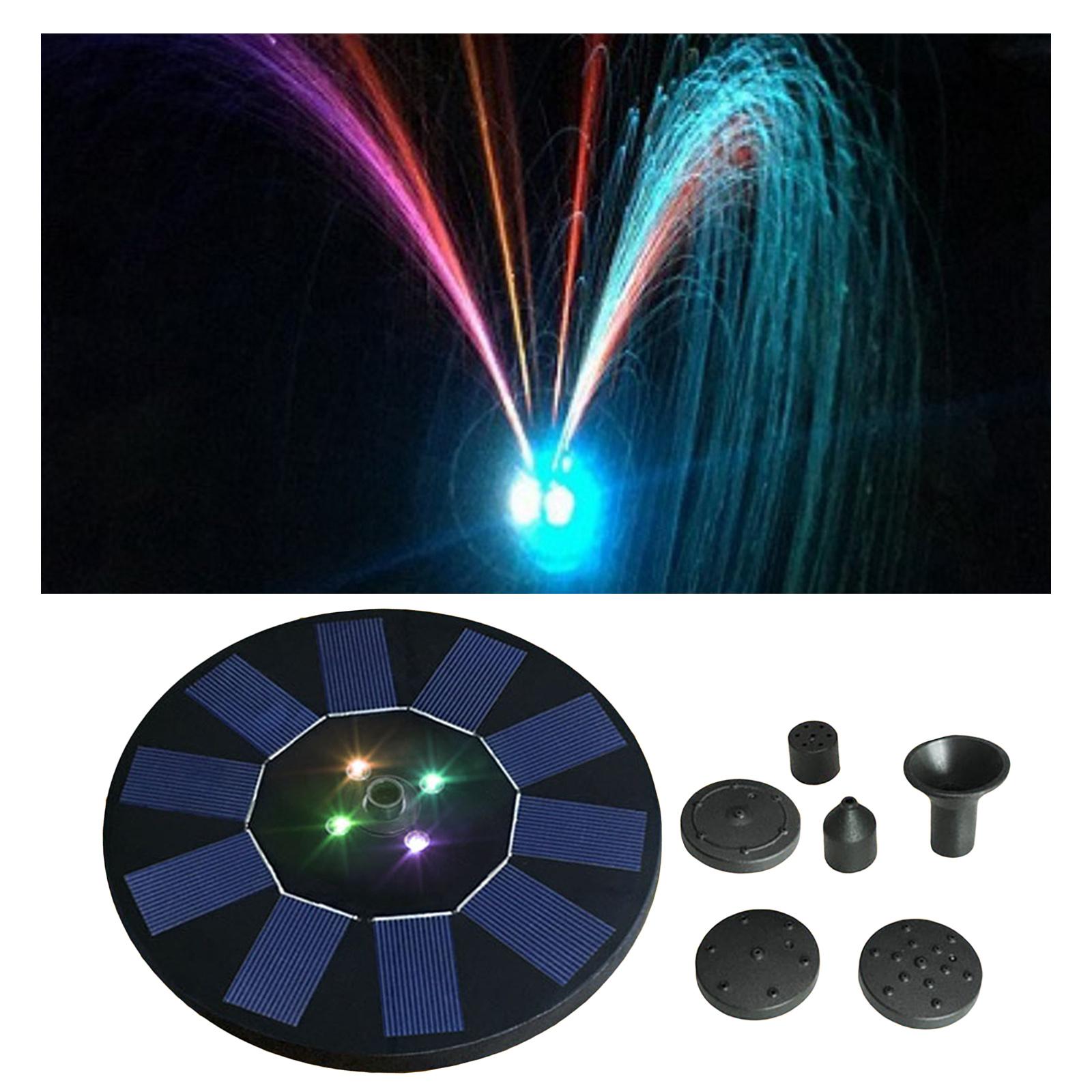 Solar Floating Fountain Pump LED Lights for Garden Pond Patio Lawn 1.4W 3.7V