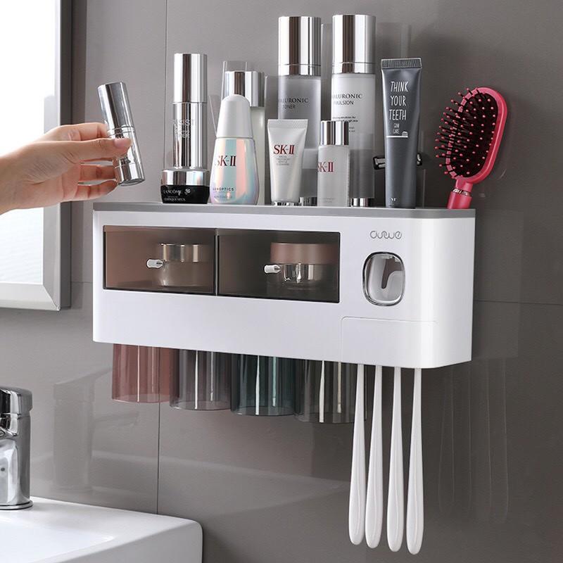 Bộ Nhả Kem Đánh Răng Cốc Màu Tự Động, Kệ Để Đồ Phòng Tắm Cao Cấp Hàng đẹp