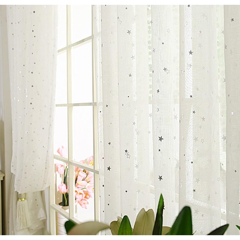 Rèm voan trắng họa tiết ngôi sao