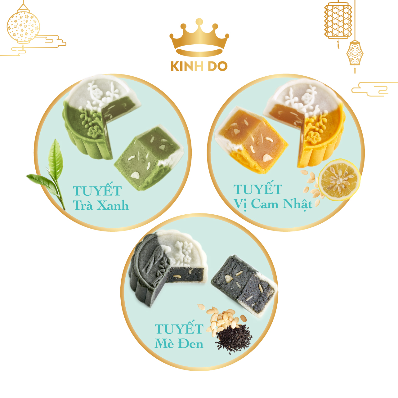 Hộp bánh trung thu Kinh Đô cao cấp - Bánh Thu tuyết: Hộp 3 bánh x 80g
