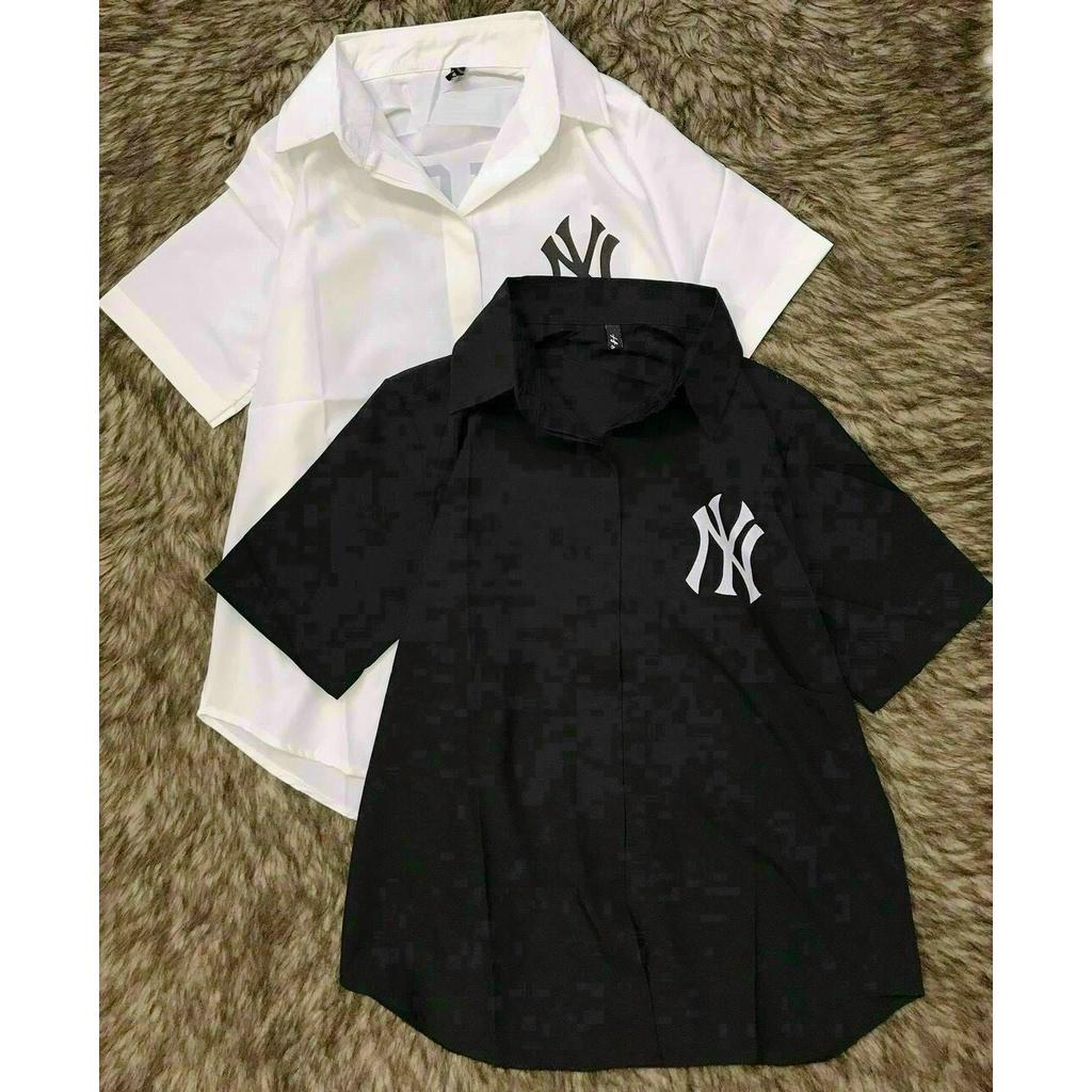 Áo sơ mi nữ tay ngắn form rộng kiểu in NY họa tiết HIJUNE OSM06