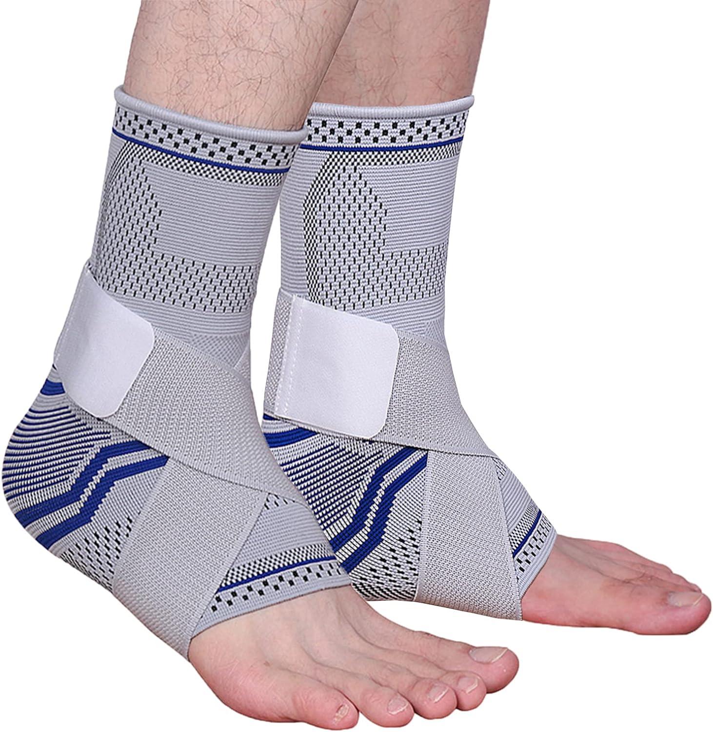 Hỗ trợ mắt cá chân 2 miếng Băng mắt cá chân Băng mắt cá chân với Băng điều chỉnh áp suất có thể điều chỉnh Băng quấn chân thể thao Ổn định để chạy bóng rổ Tập thể dục Unisex