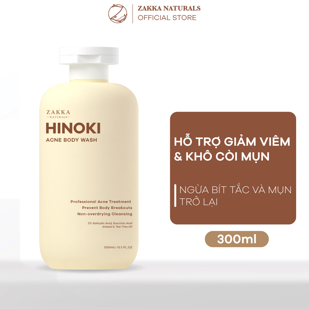 Sữa Tắm Hỗ Trợ Giảm Mụn Hinoki Body Wash Zakka Naturals 300ml