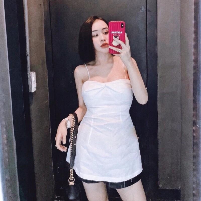 Áo 2 dây chất linen xước xẻ lai có 3 màu có size