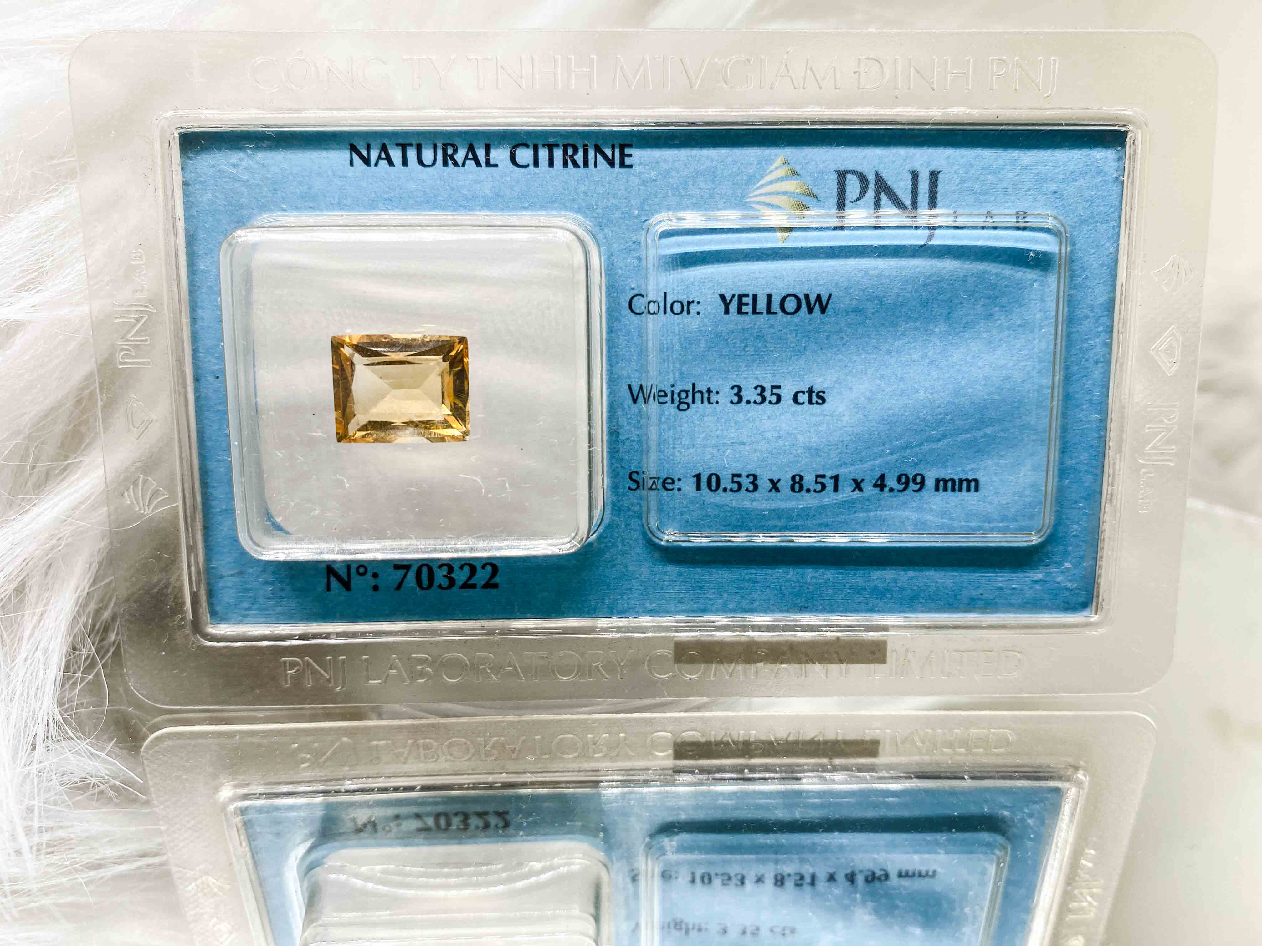 Viên citrine thạch anh vàng chữ nhật  3.35ct 70322