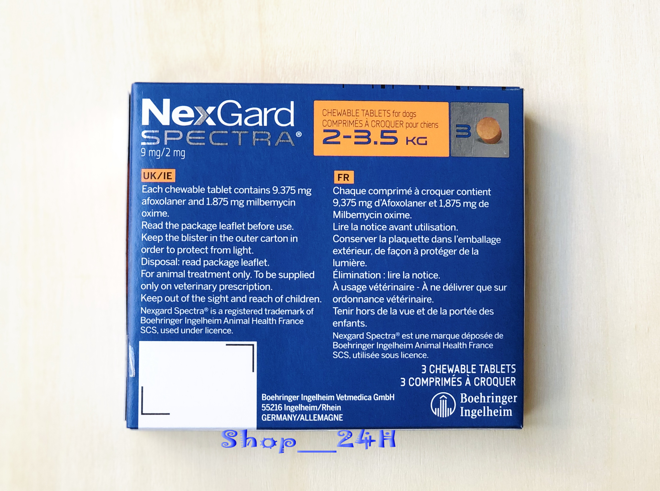 1 hộp (3 viên) NexGard Spectra trị giun, ghẻ, viêm da, ve rận (chó 2 - 3,5kg)