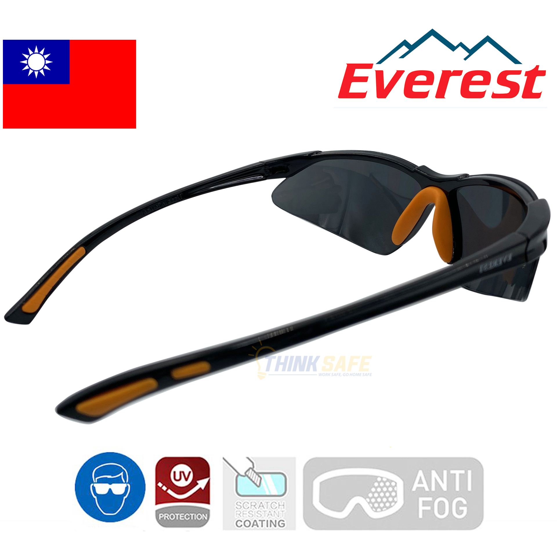 Kính bảo hộ Everest EV302 kính chống bụi, chống trầy xước, chống tia UV-UB mắt kính chống đọng sương (đen) - EV302 Smoke Anti Fog