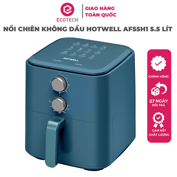 Nồi Chiên Không Dầu HOTWELL AF55H1 5.5 Lít Màu Xanh, Bảo Hành 12 Tháng, 1 Đổi 1 Trong 100 Ngày - Hàng Chính Hãng