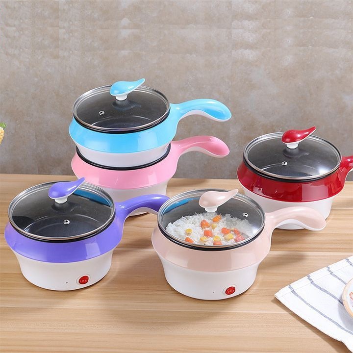 Ca Nấu Mì Nồi Lẩu Điện Mini Kiêm Chảo Có Lớp Chống Dính Xửng Hấp 2 Tầng MT-18 (18cm) - Màu Ngẫu Nhiên - Hàng Chính Hãng