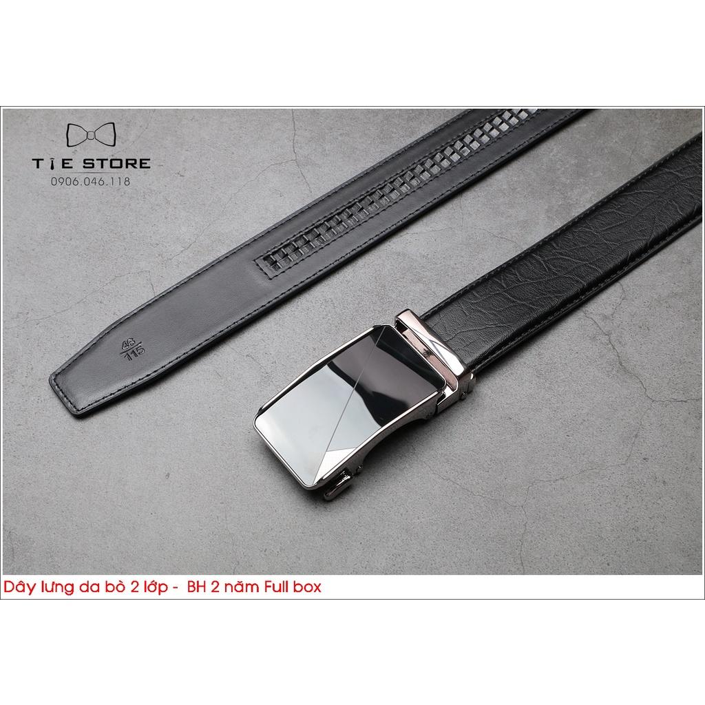 NHIỀU MẪU - Thắt Lưng Nam Da bò 2 lớp, dây lưng công sở cao cấp BH 2 năm Full box - Mặt liền khóa tự động trơn