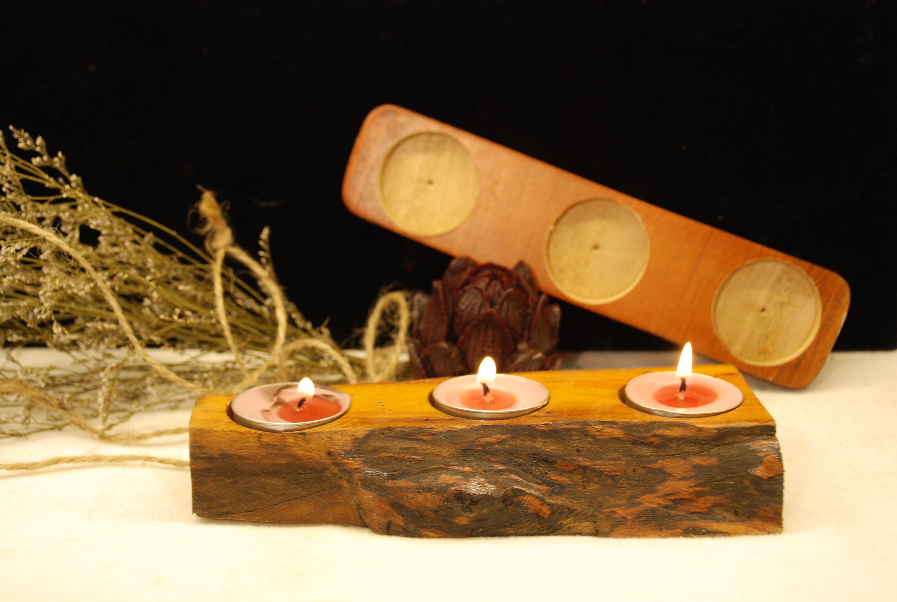 Đế nến Tealight 3 viên thiên nhiên