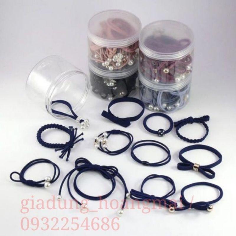Hộp chun buộc tóc 12 chi tiết hàn quốc
