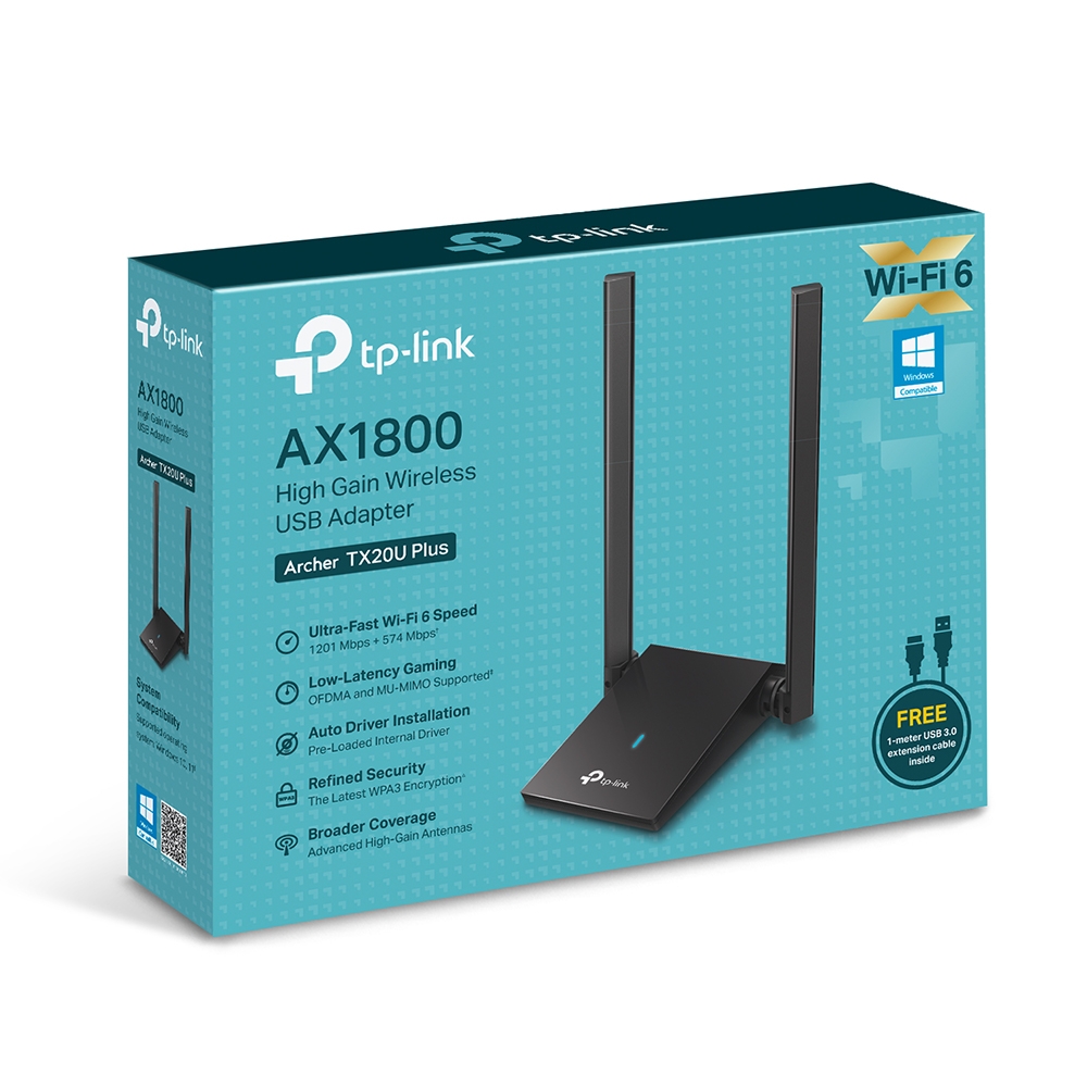 USB WIFI 6 AX1800 TP-Link Archer TX20U Plus | Kết nối USB 3.0 | Anten Kép thu tín hiệu tốt hơn | Bảo hành 2 năm | Hàng Chính Hãng