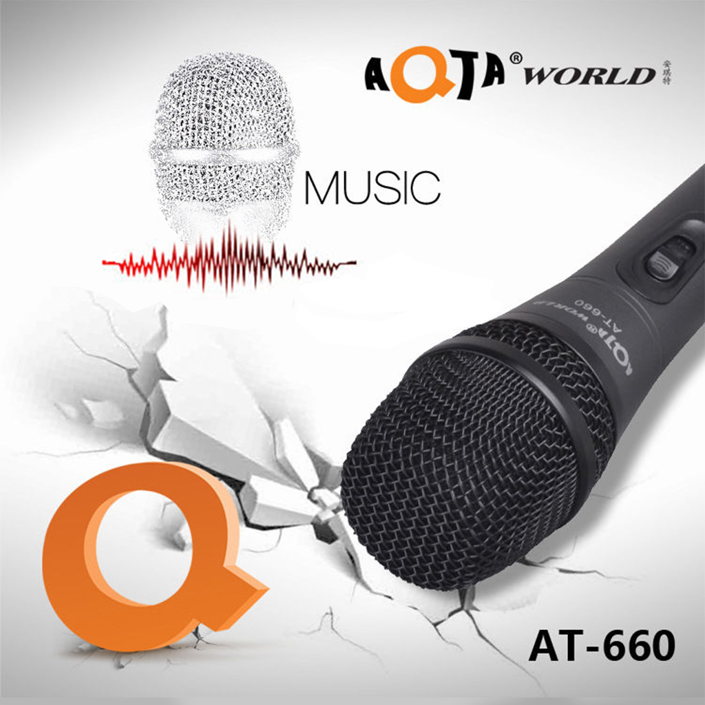 Micro Có Dây Hát Karaoke AT-660 Dùng Cho Loa Kẹo Kéo Thiết Bị Dàn Karaoke Trong Gia Đình Hút Âm Cực Tốt - Hát Cực Nhẹ- 4142 - Hàng Nhập Khẩu