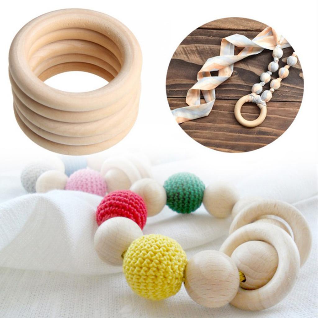 80x Unpainted Wooden Circle Rings Plain Hoop Loop Connector For Art Craft