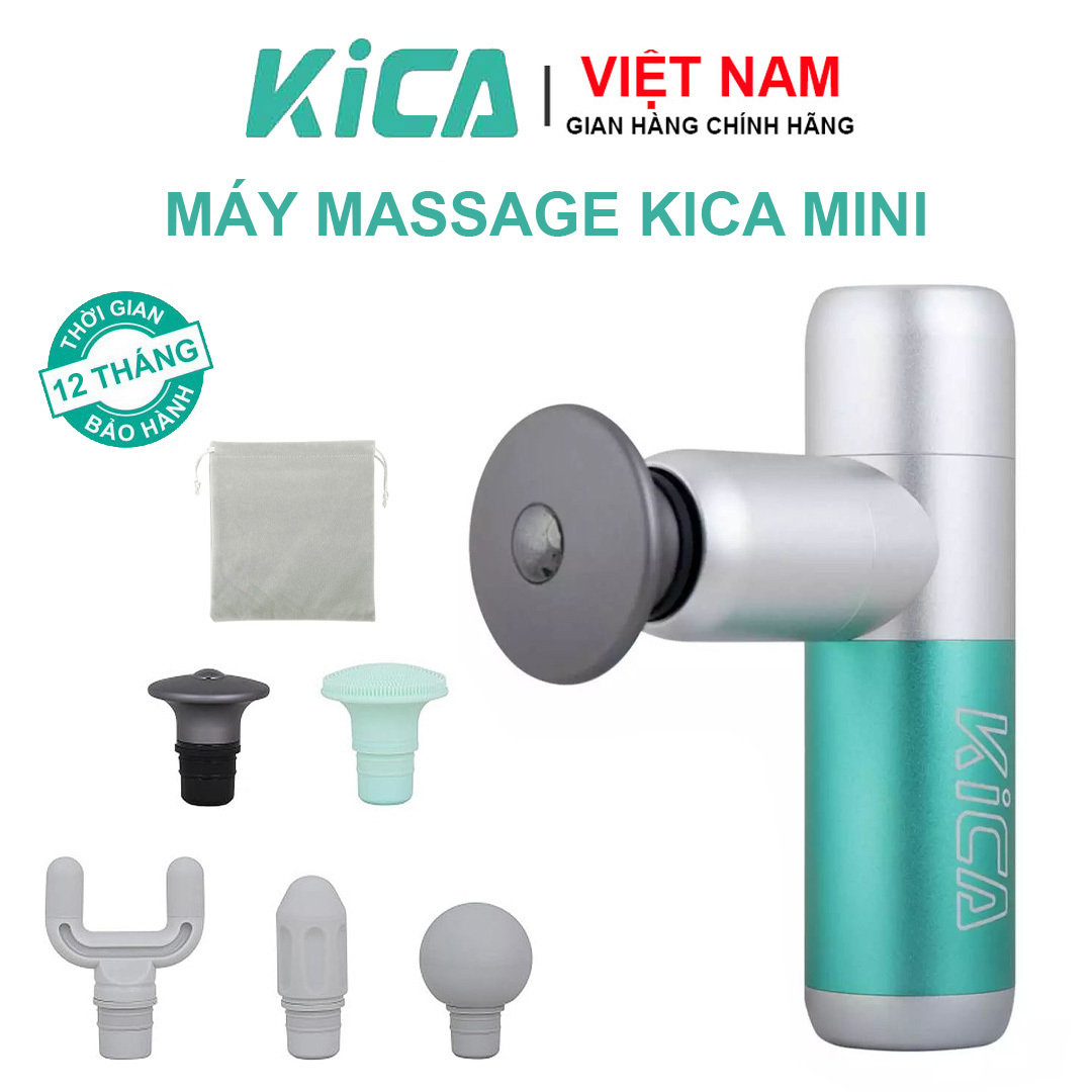 Máy Massaga Cầm Tay Kica Mini, Mát Xa Toàn Thân Với 5 Đầu Thay Thế và 4 Cấp Độ Hỗ Trợ Mát Xa Chuyên Sâu, Giảm Đau Cơ, Cứng Khớp - Hàng chính hãng