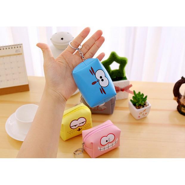 Ví mini đa năng đựng tiền, mỹ phẩm mặt mèo