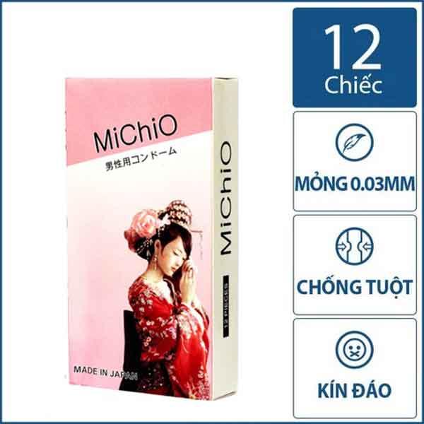 Bao Cao Su Nhật Bản Michio, BCS cao cấp, siêu mỏng (12 cái/hộp)