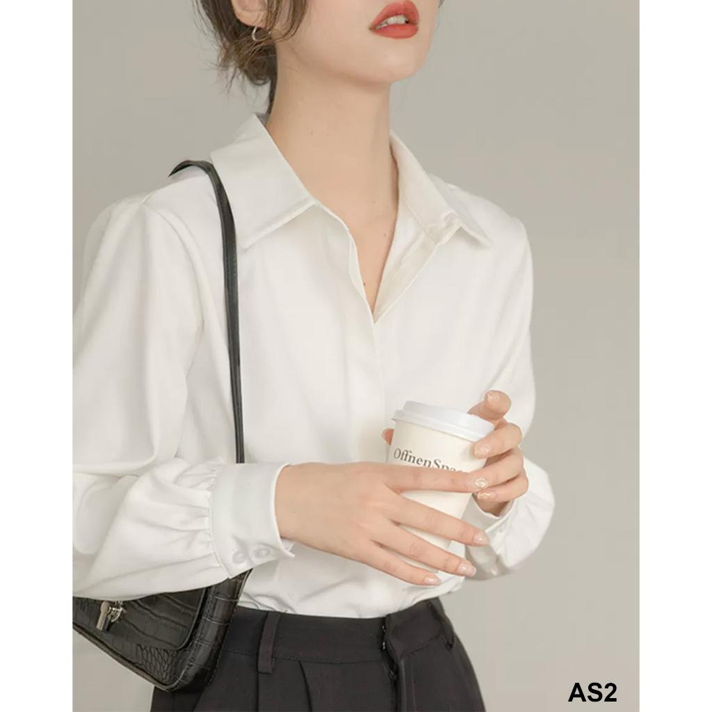 Áo Sơ Mi Trắng Nữ Công Sở Chất Vải Cotton Không Nhăn, Form Suông [AS2