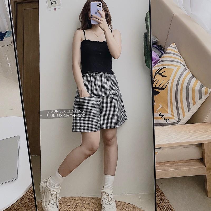 Áo 2 dây croptop SIB Clothing ôm body đen trắng nhiều màu SIB028