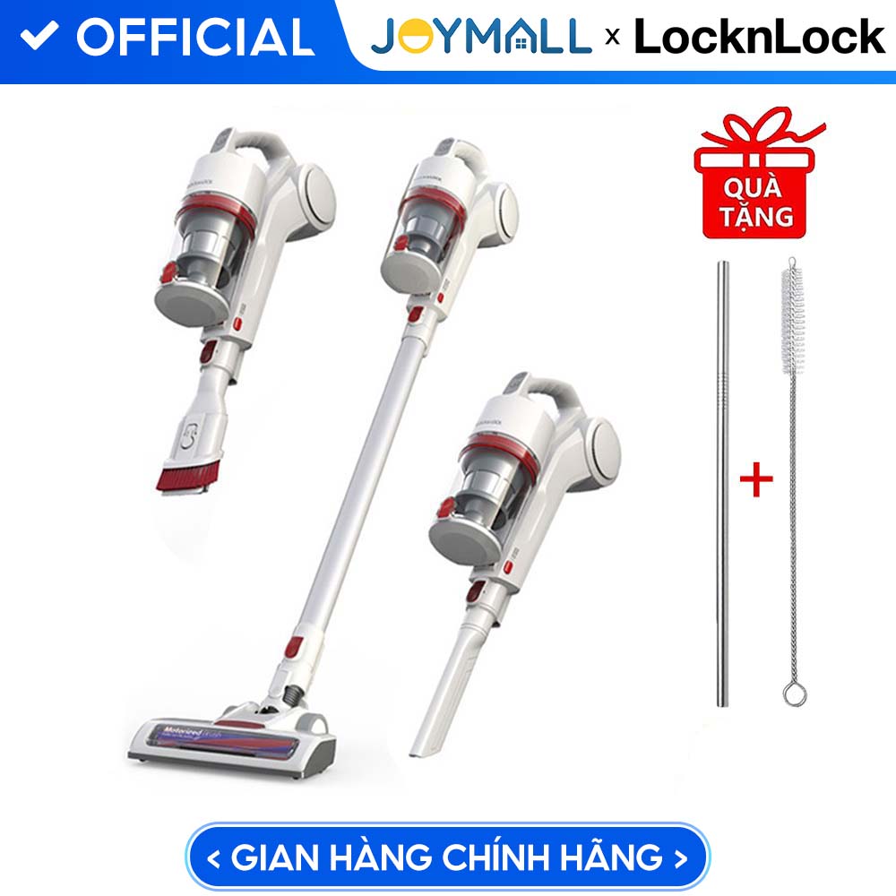 Máy Hút Bụi Không Dây Dùng Pin Sạc Lock&amp;Lock ENV116WHT (150W) Hút Trong Gia Đình Và Xe Ô Tô - Hàng Chính Hãng Tặng Combo Ống Hút + Cọ Rửa