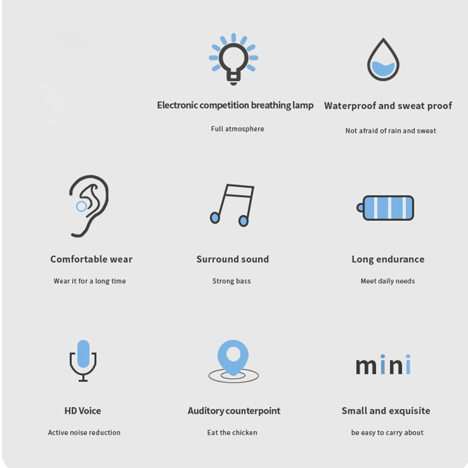 Sports Earbuds Built in Microphone Handsfree Call for Running Driving Office