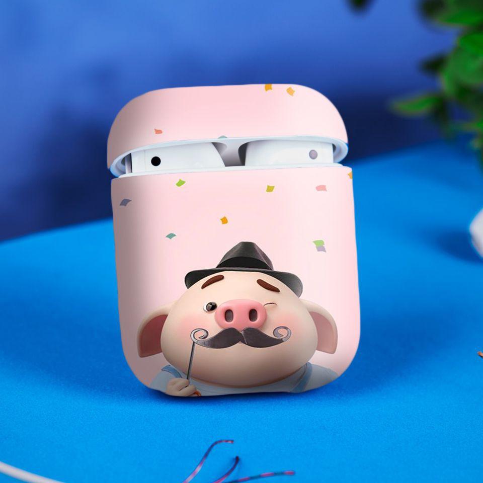 Miếng dán skin cho AirPods in hình Heo con dễ thương - HEO2k19-060 (AirPods ,1 2, Pro, TWS, i12)