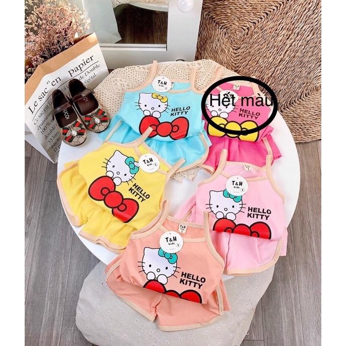 Đồ Bộ 2 Dây In Hình Mèo Hello Kitty Cho Bé Gái 6-19kg