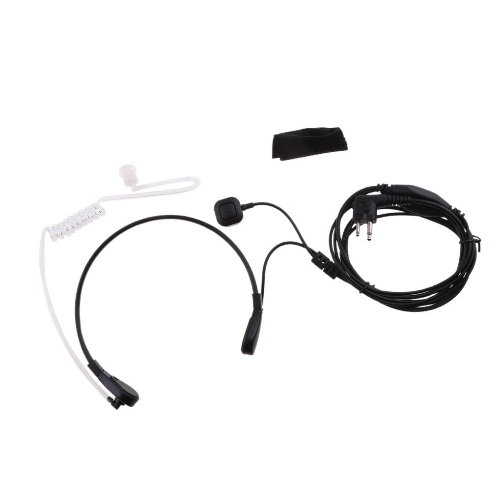 Throat Mic Covert Acoustic Tube Earpiece Headset With Finger Ptt Compatible For 2 Pin Two Way Radio Walkie Talkie Motorola P88, Cp040. Cp100, Cp110, Cp125, Cp150, Cp200, Cp250, Cp300