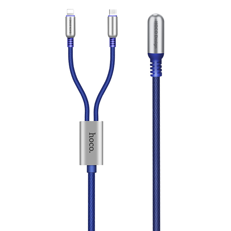 Cáp Sạc 2 Đầu Micro USB Và Lightning Cao Cấp Hoco U17 Capsule (1.5m) - Hàng Chính Hãng