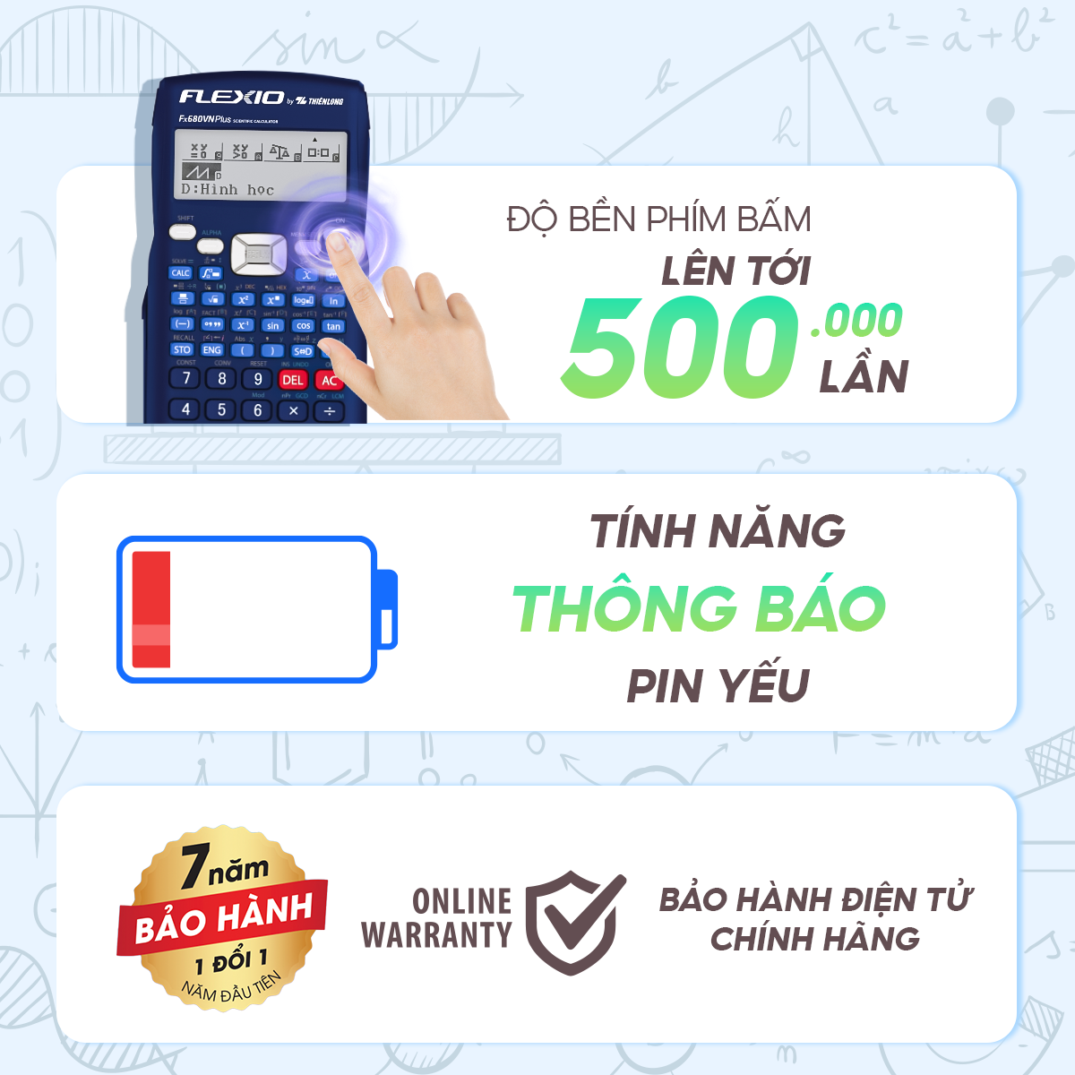 Máy tính khoa học Thiên Long Flexio Fx680VN Plus-KM