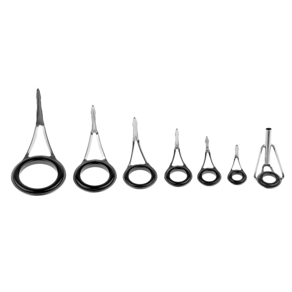 7pcs Rod Repair Kit Fishing Rod Guides Tips Tops Single Leg Ceramic Ring