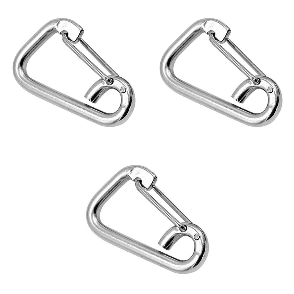 3 Pcs 304 Steel Spring Hook Carabiner Clip Keychain