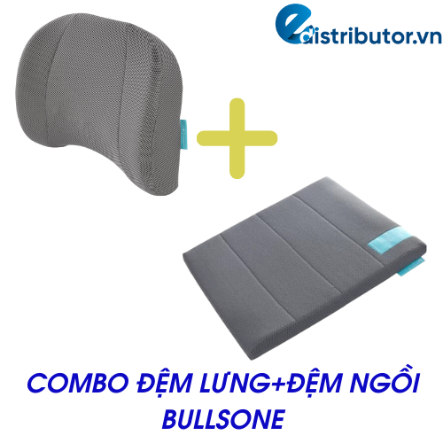 Combo Đệm Lưng Cao Cấp Bullsone(Xám)+Đệm Ngồi Bullsone (Xám size L)