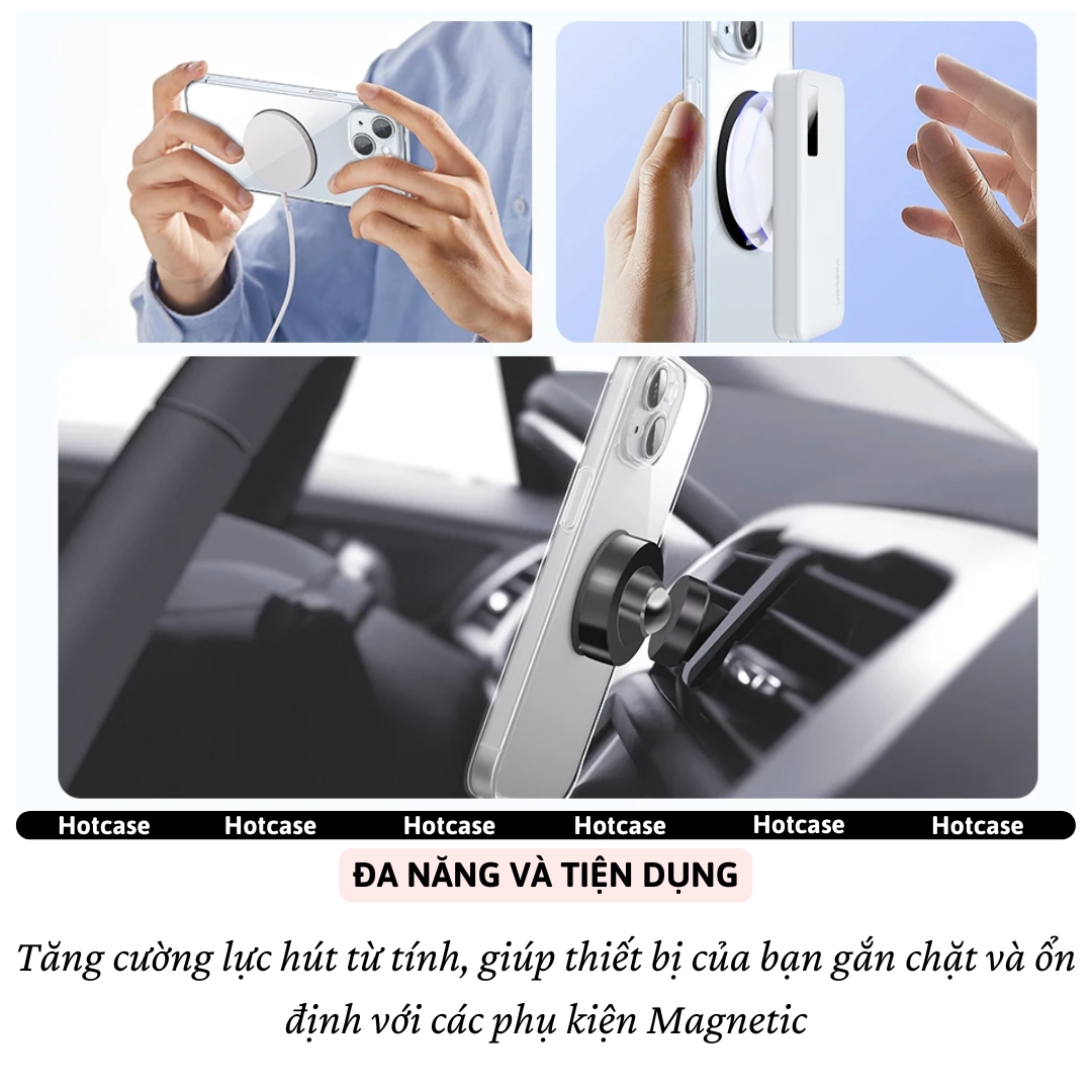 Vòng Nam Châm 3D Hỗ Trợ Sạc Không Dây Từ Tính Cho Điện Thoại HOTCASE Magnetic Ring cho iPhone 16 Pro Max 15 14 13 12 11 X Xs cho Samsung cho Oppo Z Fold Galaxy S - Hàng nhập khẩu