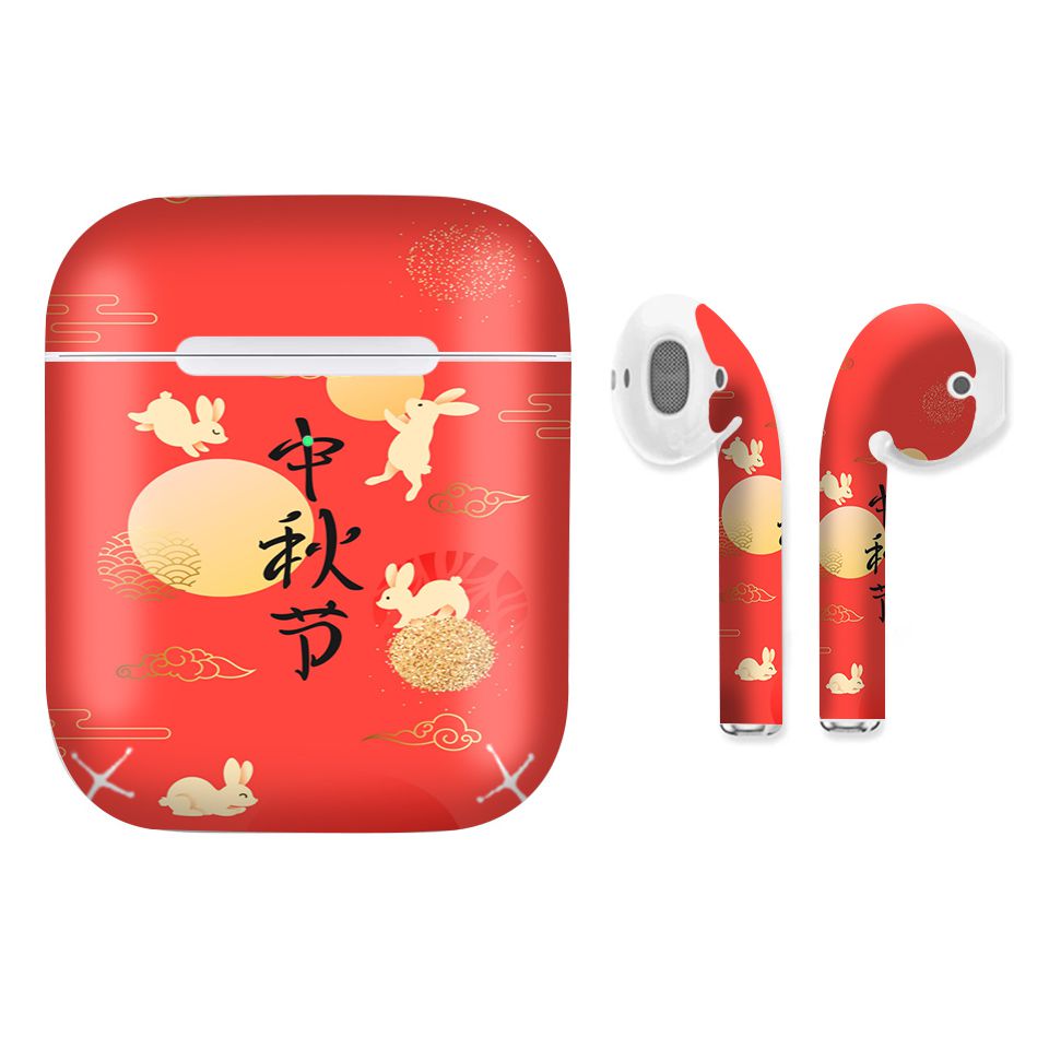 Miếng dán skin chống bẩn cho tai nghe AirPods in hình thiết kế - atk318 (bản không dây 1 và 2)