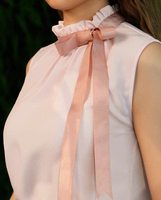 Áo Cổ Lọ Thắt Nơ Hồng Charlotte TOP177 thời trang thiết kế Hity