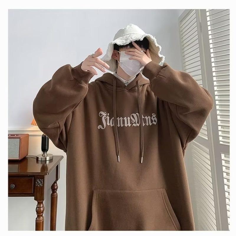 Áo Hoodie Nỉ Tay Dài Dáng Rộng In Chữ Chống Dầu Thời Trang Hàn Quốc Dành Cho Nam Nữ