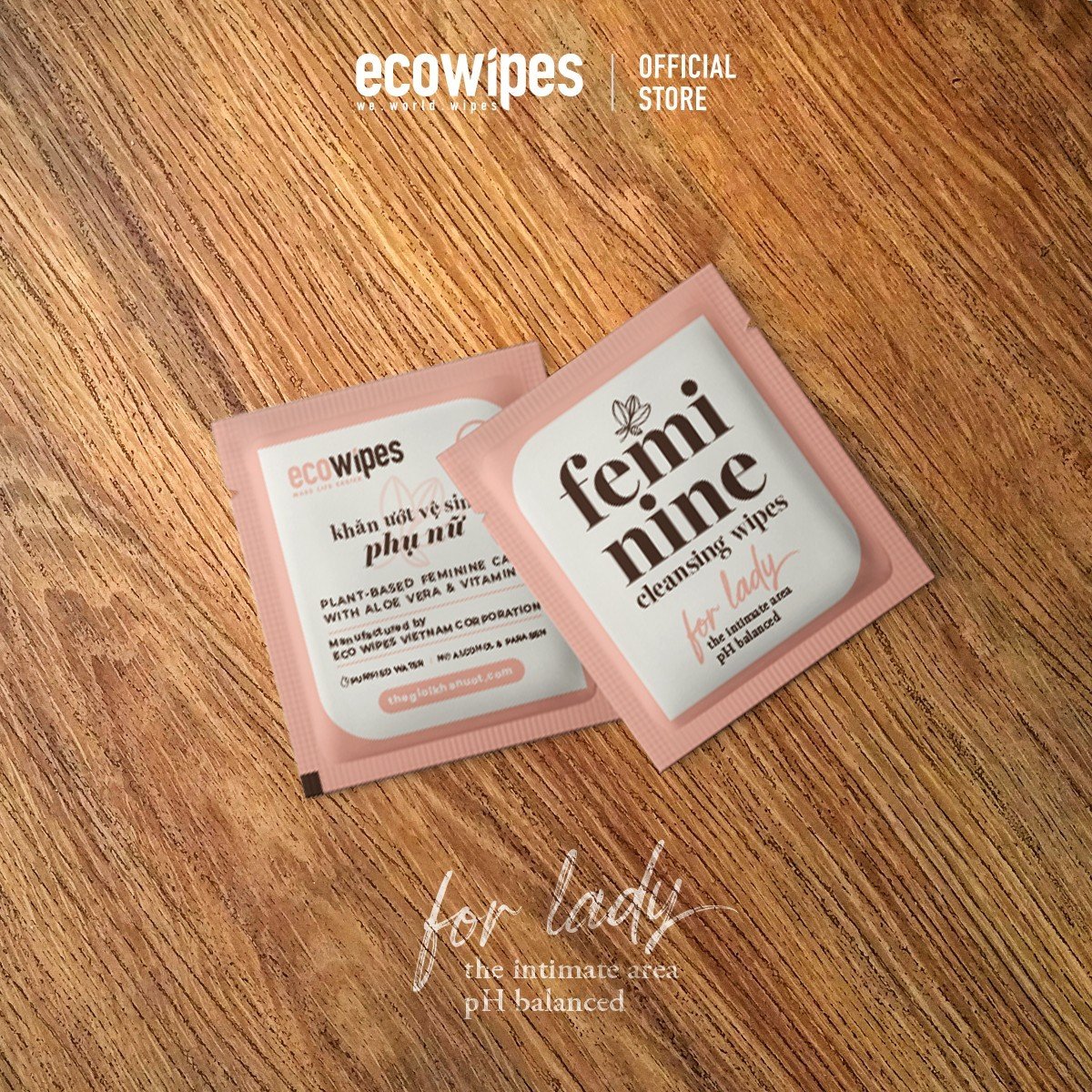 Combo 10 cái khăn giấy ướt phụ khoa Ecowipes travel size vệ sinh cho phụ nữ hương Daisy size 15x20cm nhỏ gọn bỏ túi