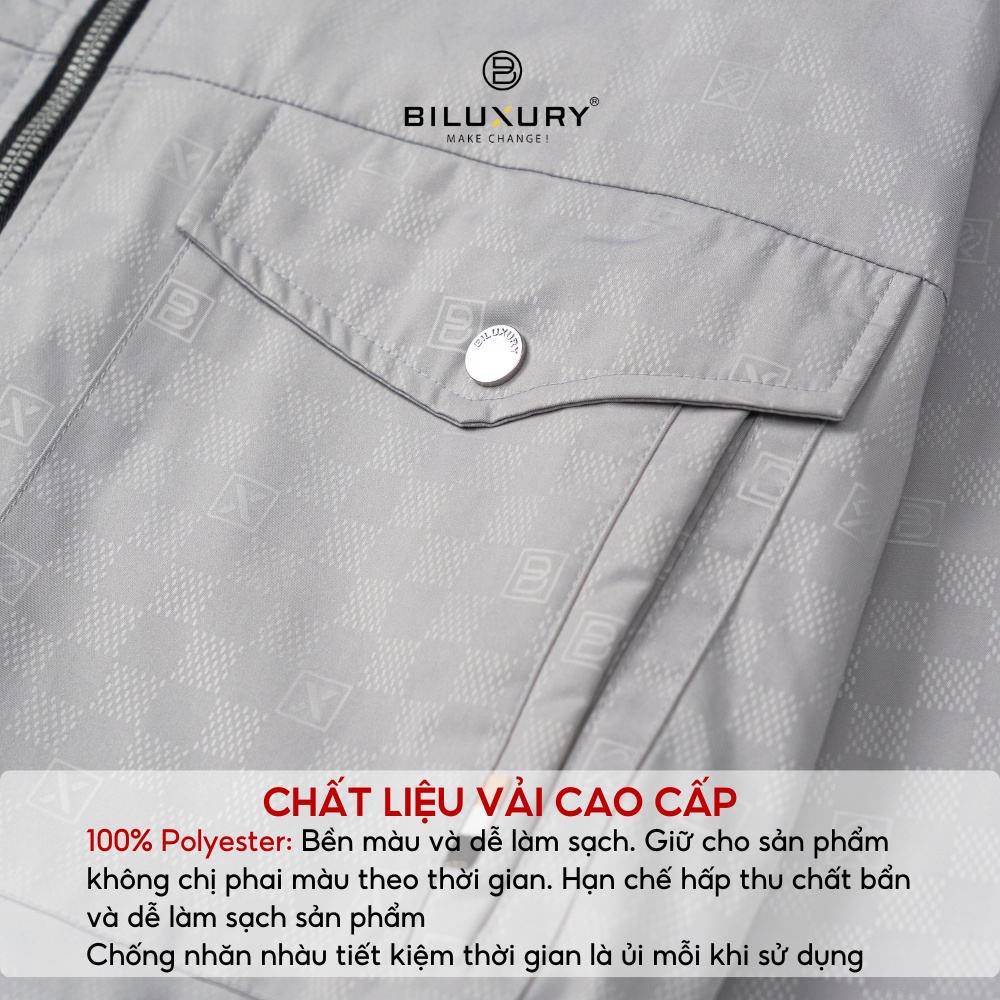Áo khoác gió nam Biluxury thiết kế mặc 2 mặt tiện lợi phom dáng thể thao khỏe khoắn 6AG2T022DEN