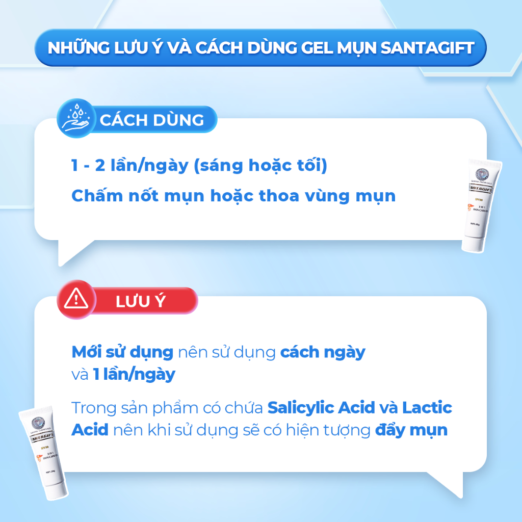Gel giảm mụn và thâm Gamma SANTAGIFT thông thoáng lỗ chân lông 20g