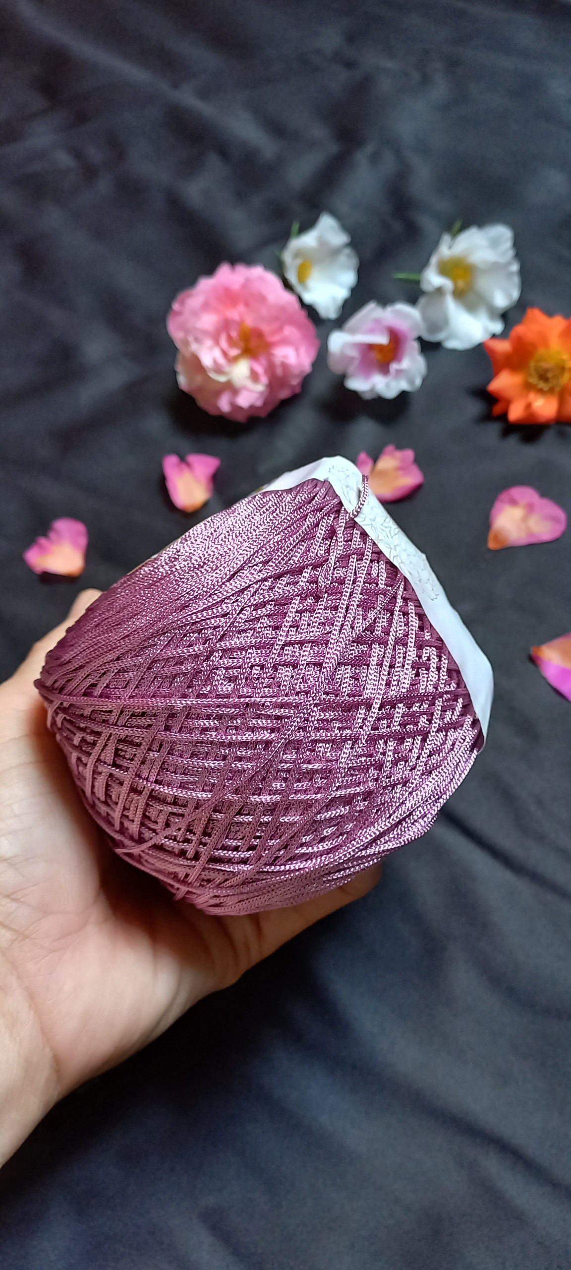 Sợi dù Việt Nam 1mm làm đồ thủ công đan móc màu tím hoa cà