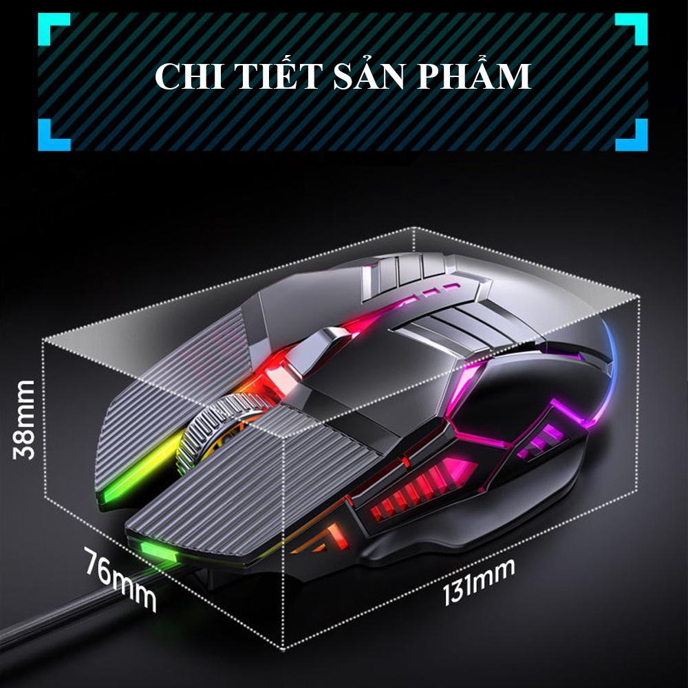 Chuột máy tính gaming có dây S800 3200DPI chế độ LED 7 màu 6 nút bấm thiết kế cải tiến cho cảm giác cầm nắm tuyệt vời