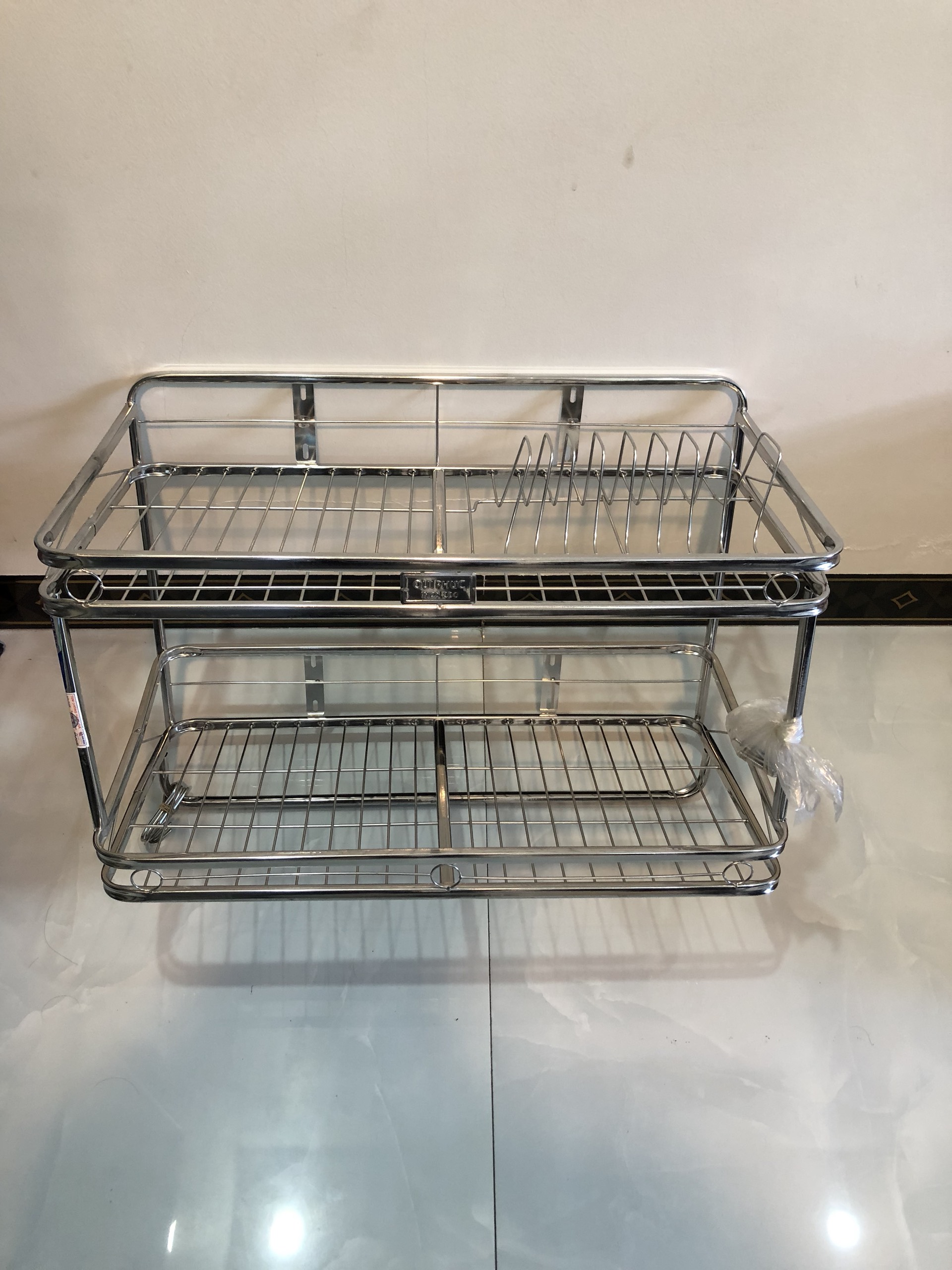 KỆ TREO ĐỂ CHÉN DĨA 2 TẦNG INOX 304