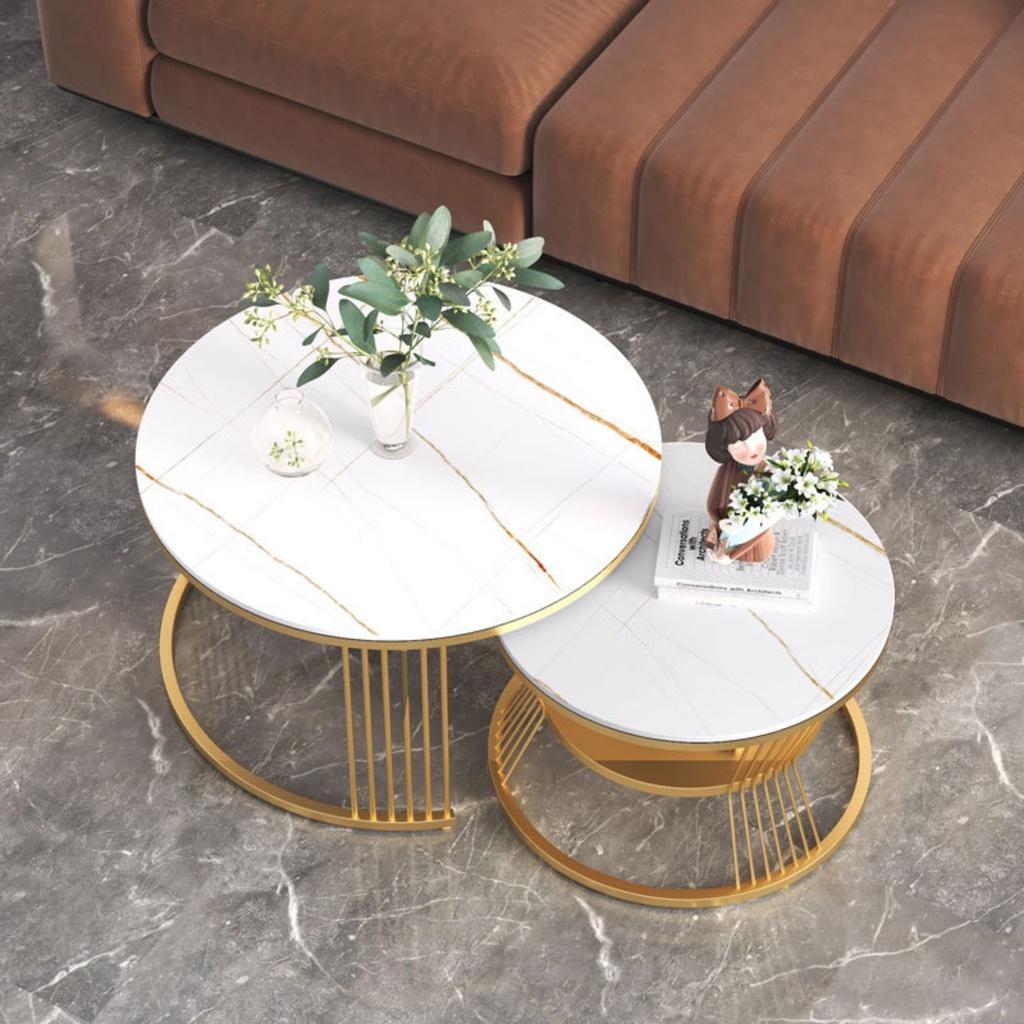 Bàn trà đôi mặt đá ceramic nhập khẩu, bàn sofa phòng khách phong cách Bắc âu - Bảo hành 12 tháng