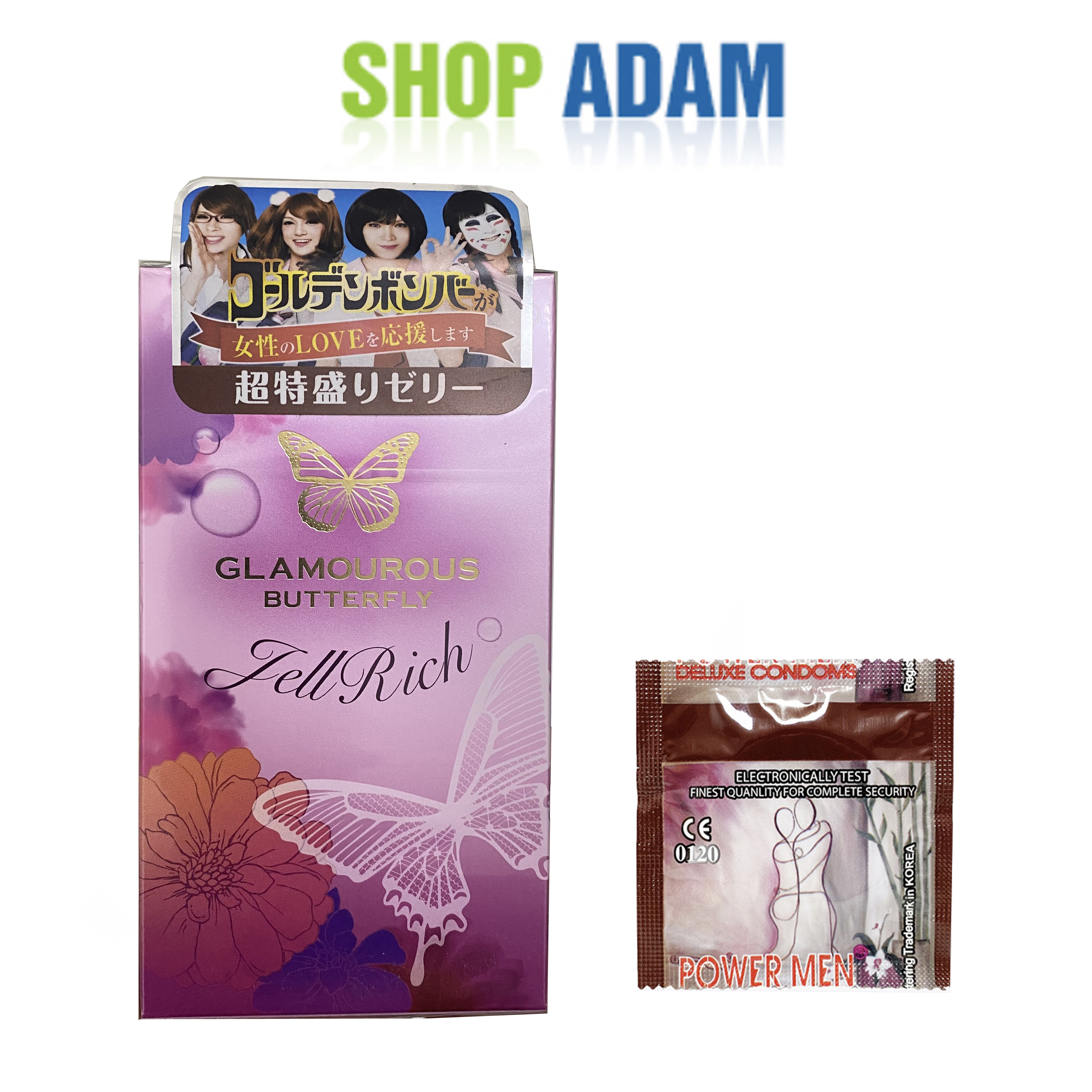 Bao Cao Su Mỏng Chứa Nhiều Chất Bôi Trơn Jex Glamourous Butterfly Jell Rich + BCS Chống Xuất Tinh Sớm Power Men - Hàng Chính Hãng 100% - Che Tên Sản Phẩm