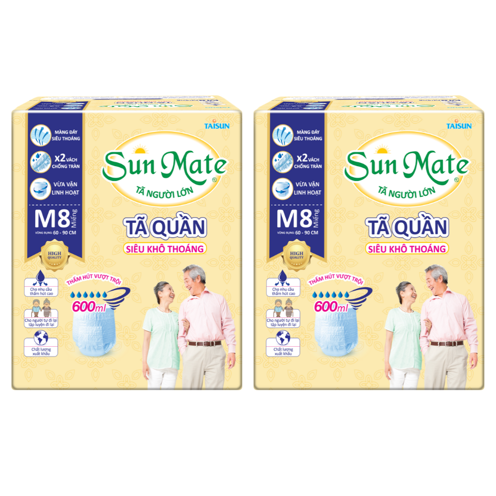 Hình ảnh Combo 2 Gói Tã Quần Người Lớn Sunmate Khô Thoáng M8 (8 Miếng/ Gói)