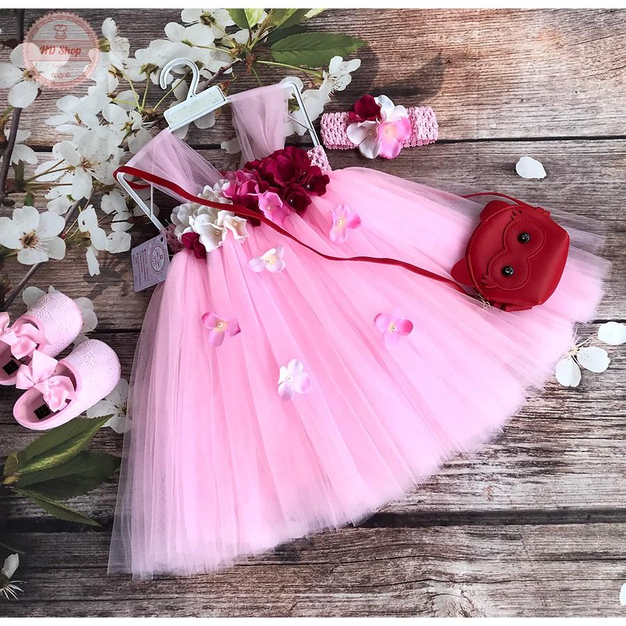 Váy cho bé gái 1 tuổi ️, váy công chúa hồng
